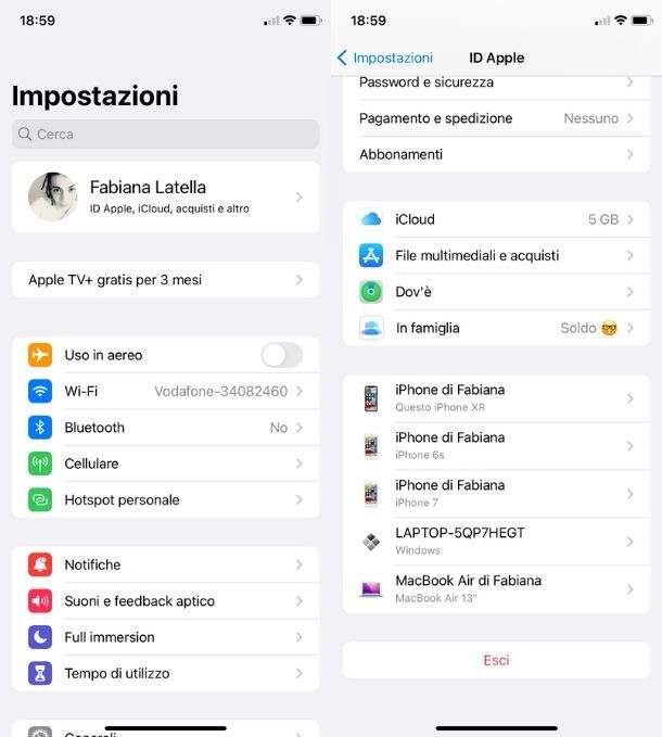 Eliminare iCloud da iPhone