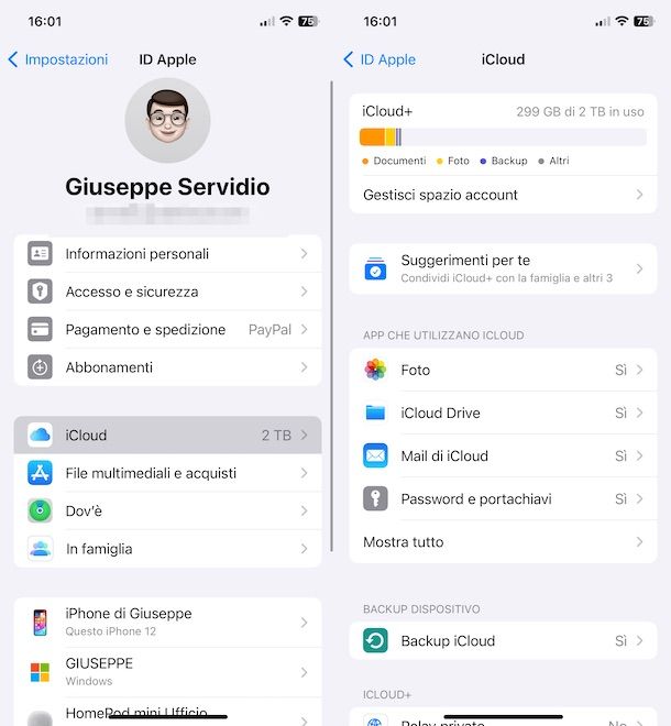 Vedere cosa c'è su iCloud da iPhone