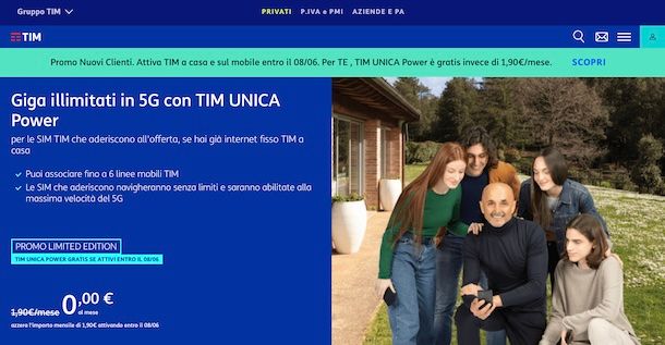 Giga gratis con TIM UNICA Power