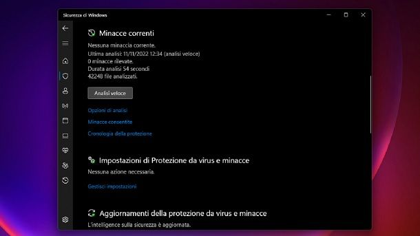 Analisi veloce Windows 11 Microsoft Defender