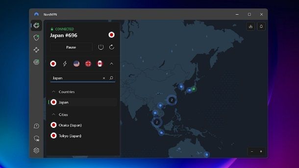 Utilizzare VPN NordVPN Windows 11