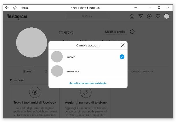 Creare un nuovo account Instagram con la stessa email