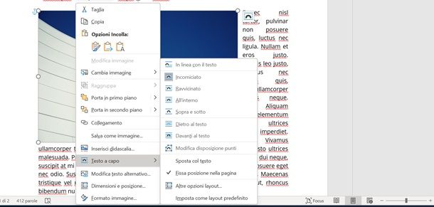 Come bloccare l'immagine in Word