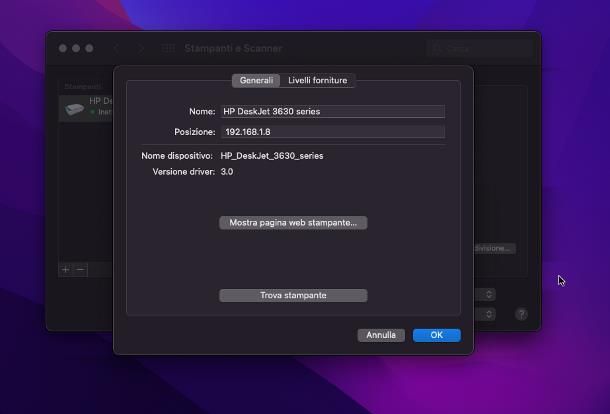 Come trovare indirizzo IP stampante: Mac