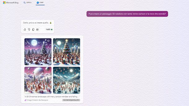 Bing Image Creator Creare paesaggio 3D
