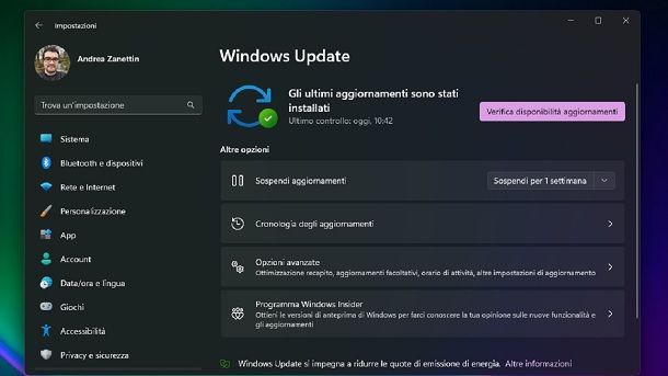 Come aggiornare driver Windows Update
