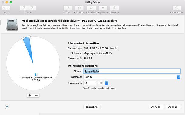 Come creare una partizione su Mac