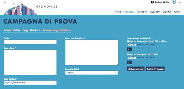 Segnalazione bug CrowdVille