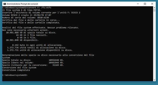Come formattare NTFS da Prompt