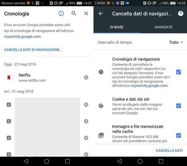 Come cancellare cronologia Chrome Huawei