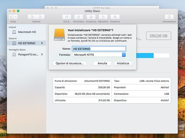 Come formattare NTFS su Mac
