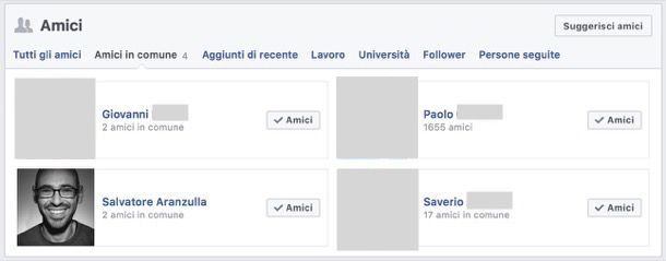 Amici in comune facebook