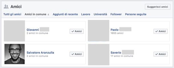 Amici in comune facebook