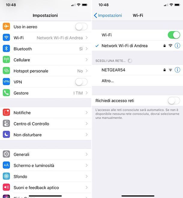 Reti WiFi iPhone