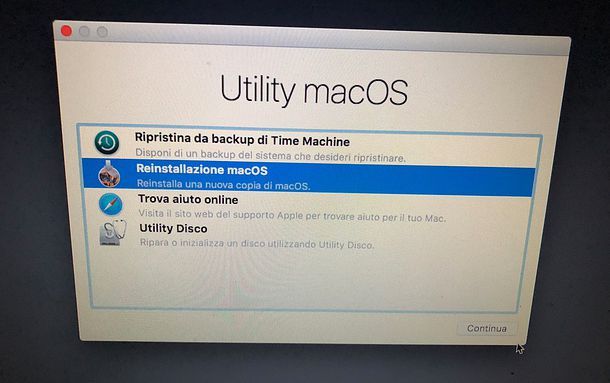 Reinstallare macOS