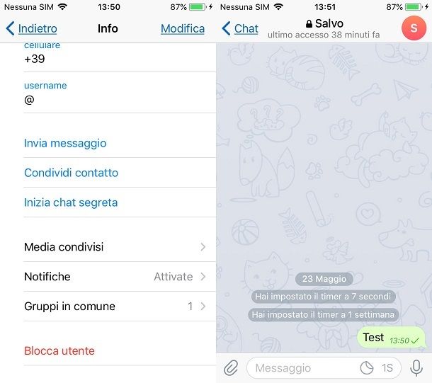 Come chattare su Telegram in una chat segreta