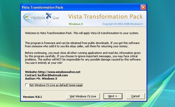 Vista Transformation Pack
