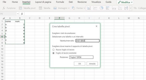 Come create tabella pivot su Excel Online