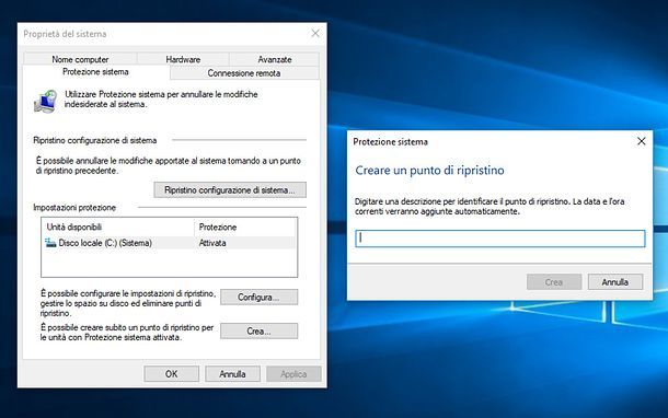 Punto di ripristino Windows