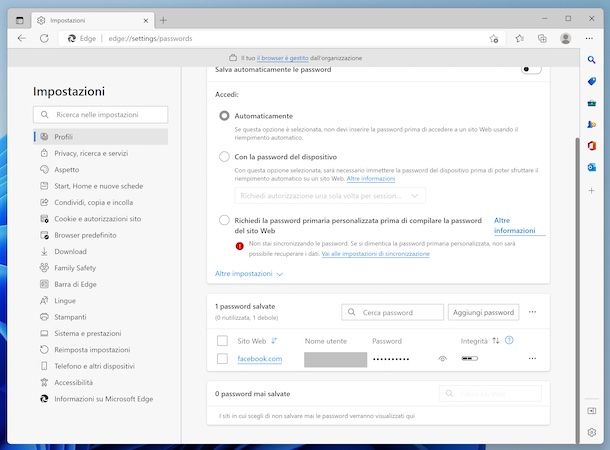 Microsoft Edge password