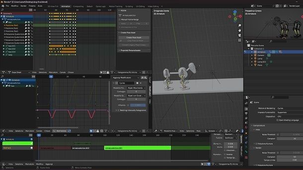 Animazione 3D in corso Blender