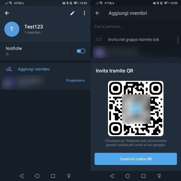 Come entrare in un gruppo Telegram con codice QR