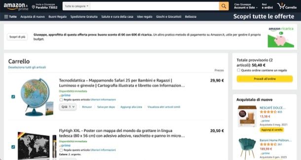 Acquistare su Amazon