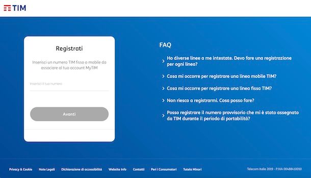 Creare un profilo MyTIM