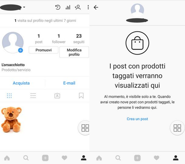 creare post con prodotti su instagram