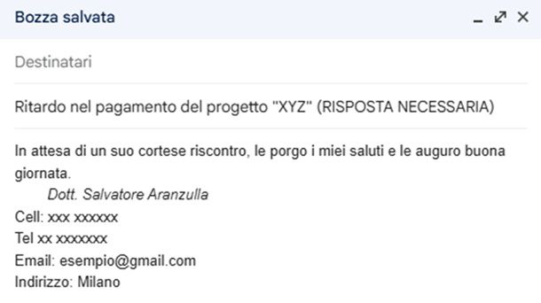 Fine email di sollecito