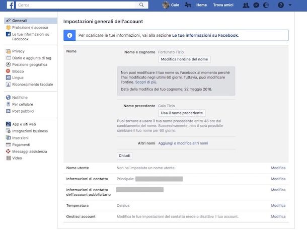 Come cambiare nome su Facebook prima dei 60 giorni