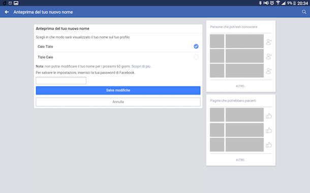 Come cambiare nome su Facebook prima dei 60 giorni