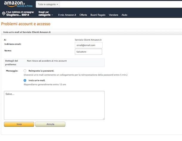 Come sbloccare account Amazon