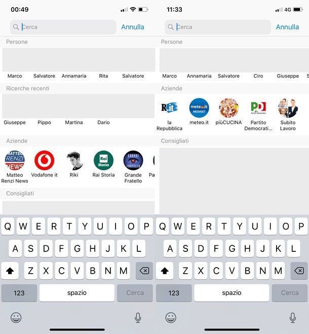 Come cancellare le ricerche su Messenger per iOS