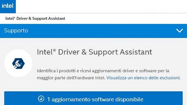 Come aggiornare driver Intel Driver e Support Assistant