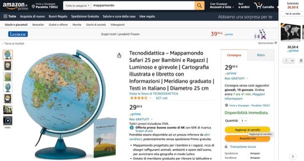 Trovare prodotti da acquistare su Amazon