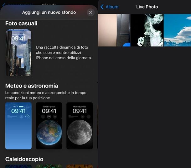 Live Photo sfondo iOS 17