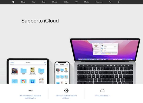 Supporto Apple iCloud