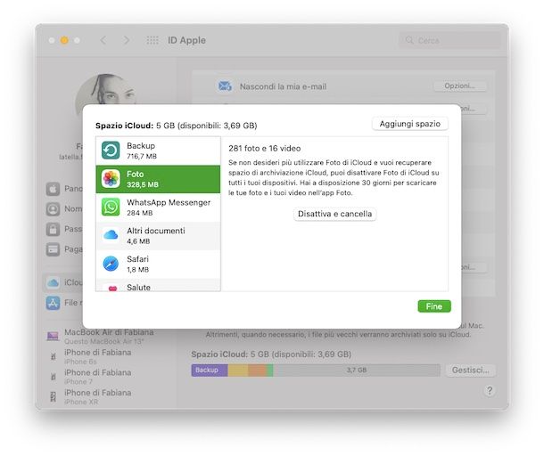 Svuotare iCloud Foto Mac