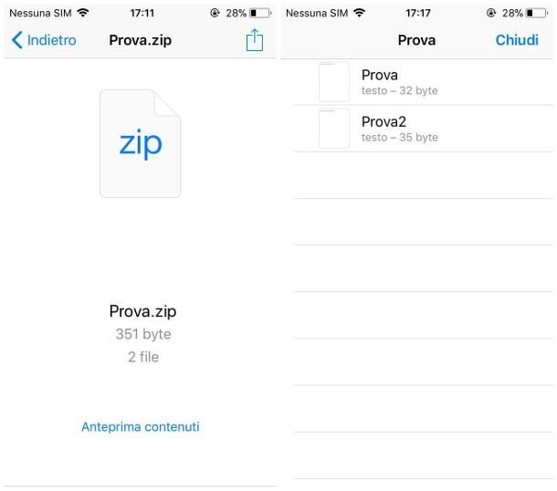 Aprire file ZIP su iPhone con File