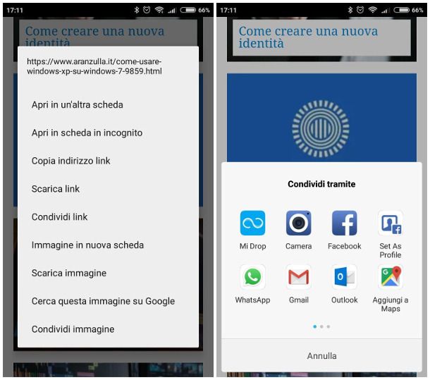 Mandare immagini da Internet su WhatsApp per Android