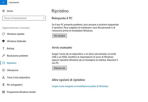 Reimposta PC