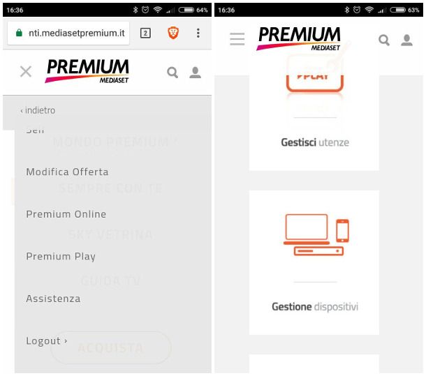 Dissociare dispositivi Premium da smartphone e tablet