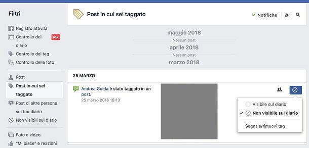 foto in cui sei taggato facebook