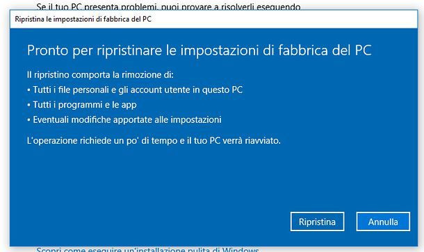 Ripristino di Windows