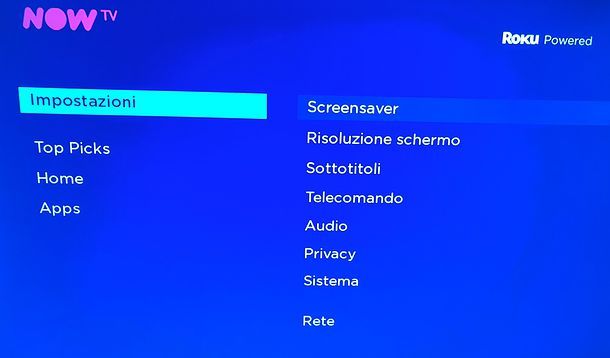 Impostazioni NOW Smart Stick