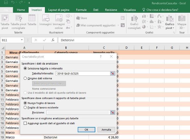 Creare una tabella pivot con Microsoft Excel