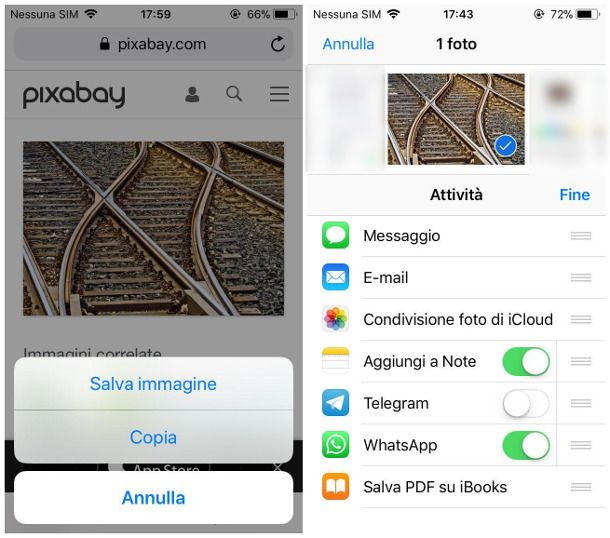 Mandare immagini da Internet su WhatsApp per iOS