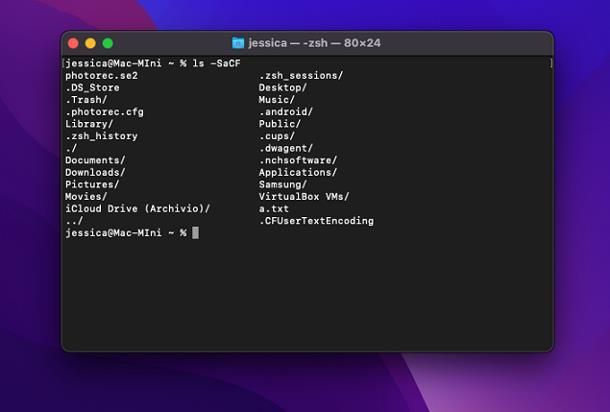 Come elencare file su Mac