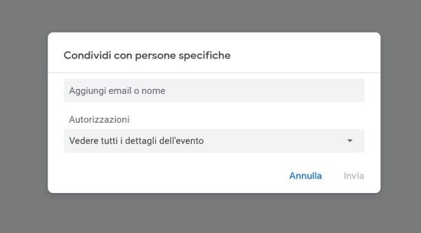 Condividere un calendario Google esistente